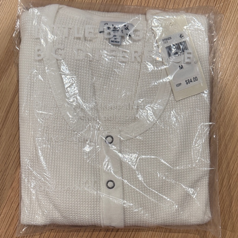 Splendid Long Sleeve White Waffle Top